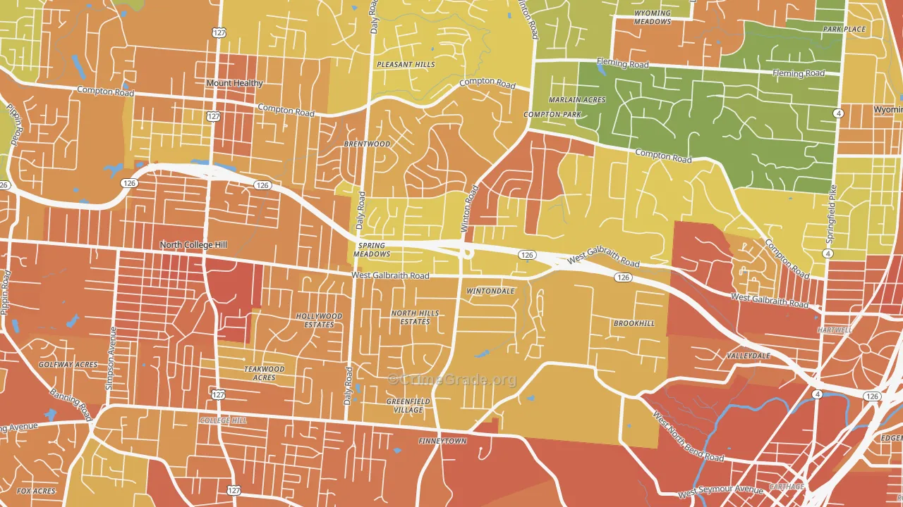 Finneytown, OH Map of Burglary Rates