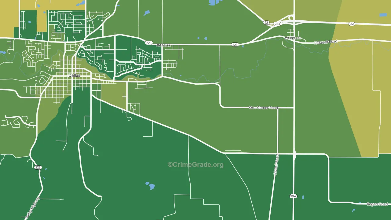 Fir Villa, OR Map of Burglary Rates