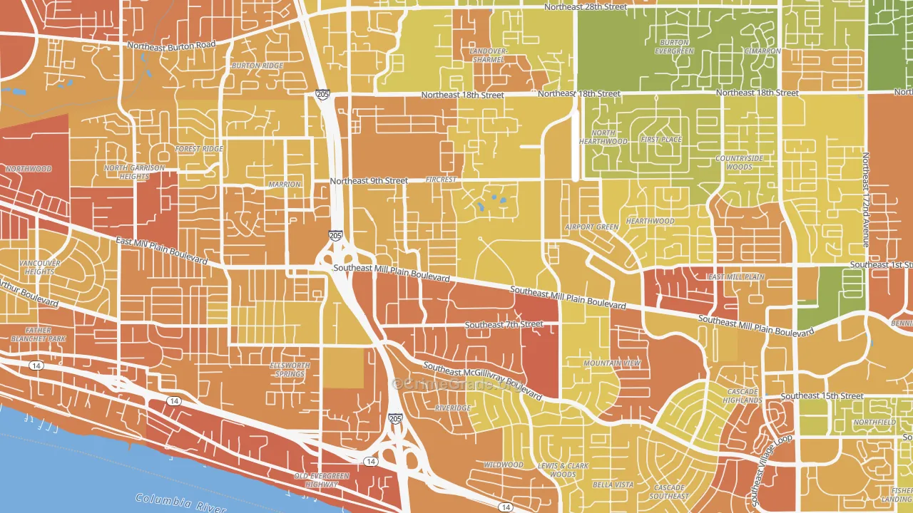 Fircrest, Vancouver, WA Map of Burglary Rates