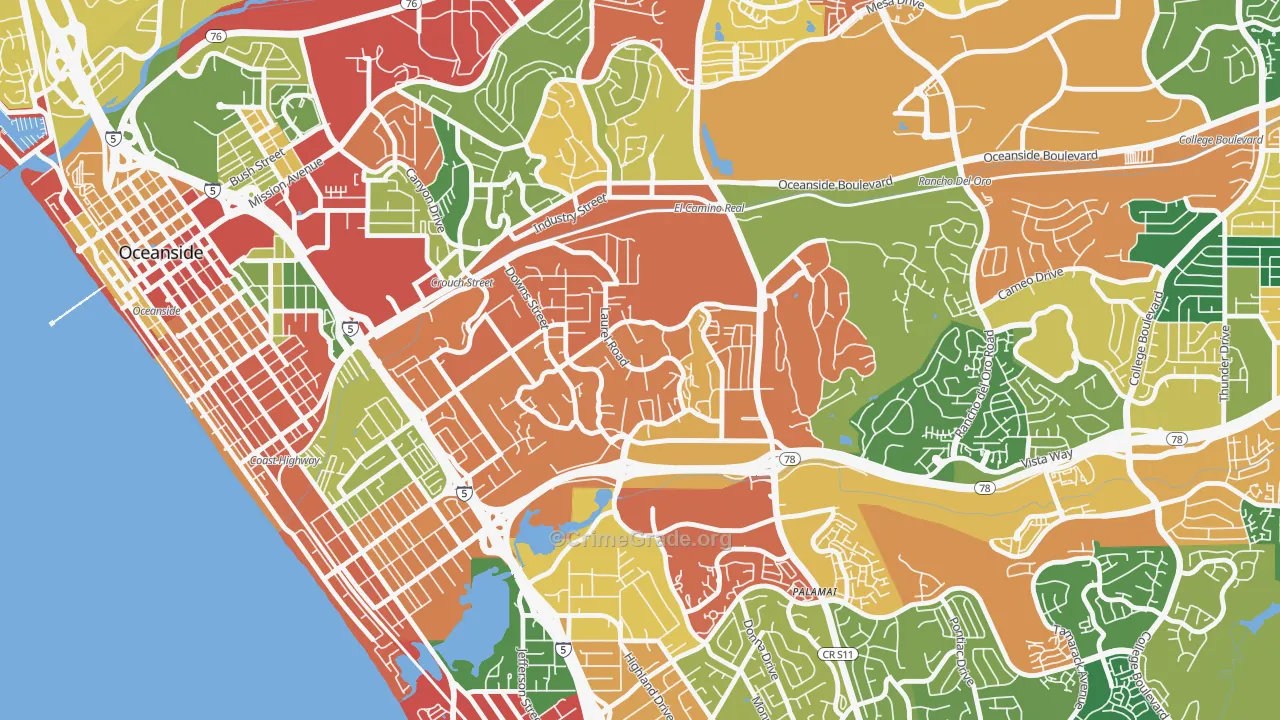 Fire Mountain, Oceanside, CA Map of Burglary Rates