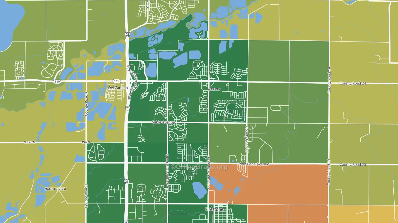 Firestone, CO Map of Burglary Rates
