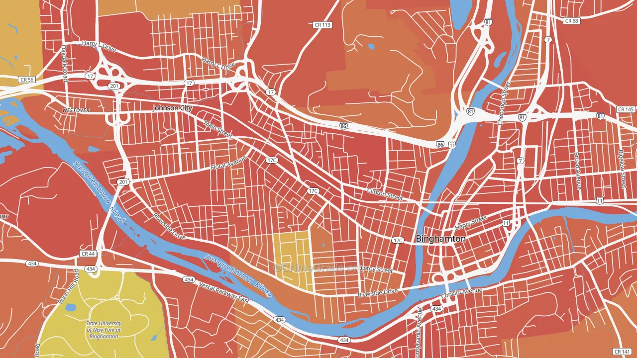 First Ward, Binghamton, NY Map of Burglary Rates