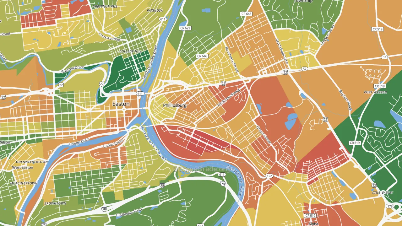 Firthtown, Phillipsburg, NJ Map of Burglary Rates