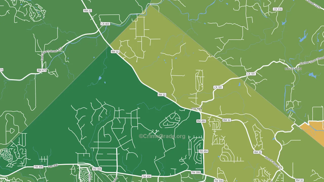 Fischer, TX Map of Burglary Rates