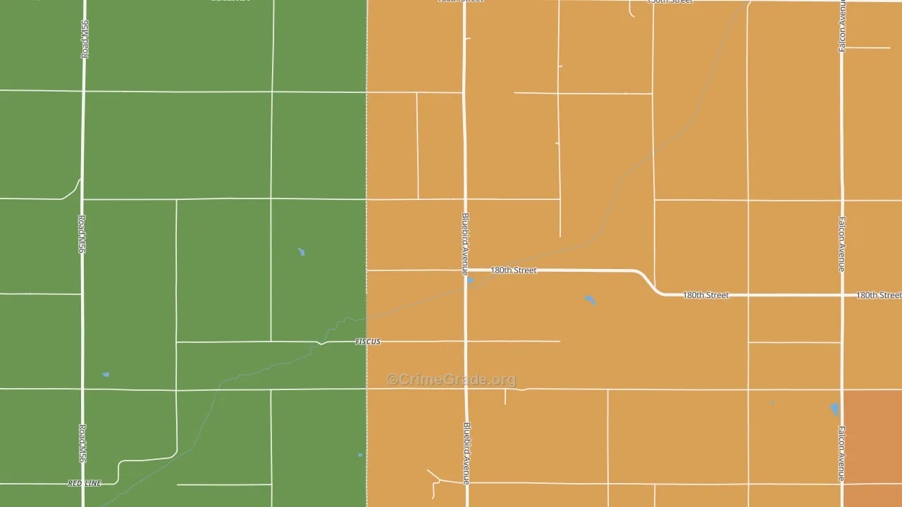 Fiscus, IA Map of Burglary Rates