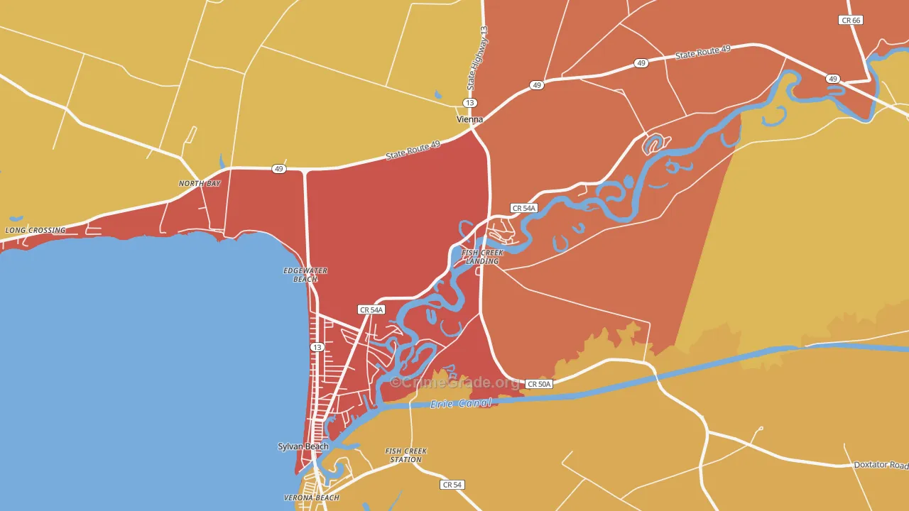 Fish Creek Landing, NY Map of Burglary Rates