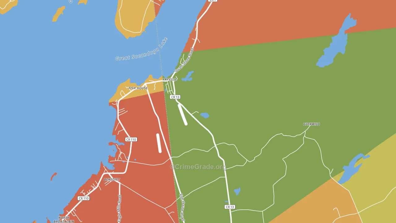 Fish House, NY Map of Burglary Rates
