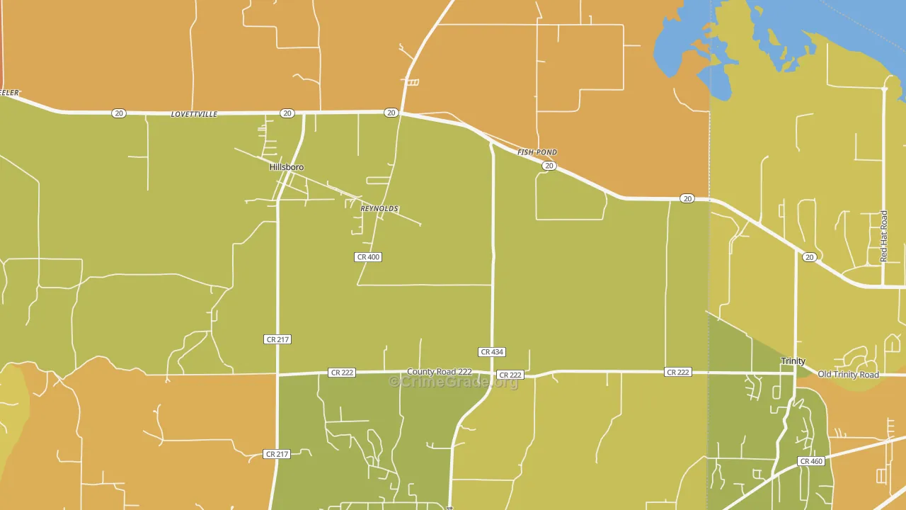 Fish Pond, AL Map of Burglary Rates