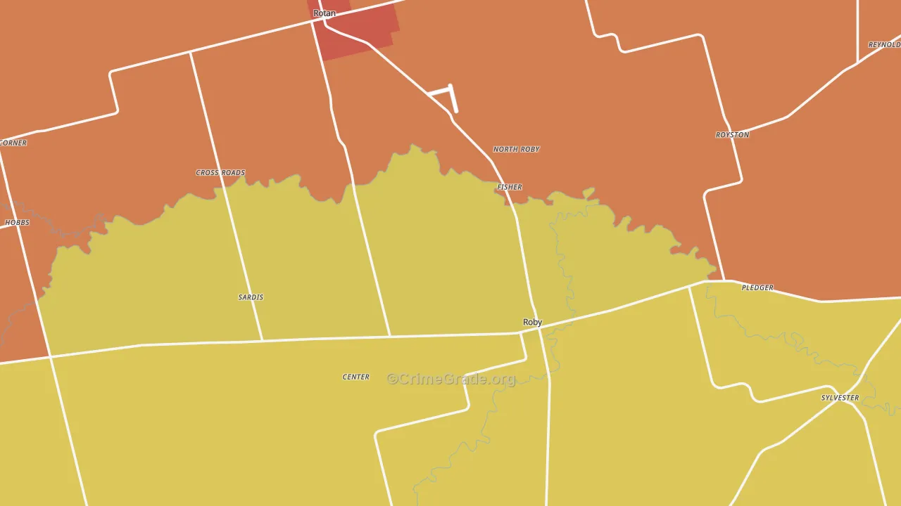 Fisher County, TX Map of Burglary Rates