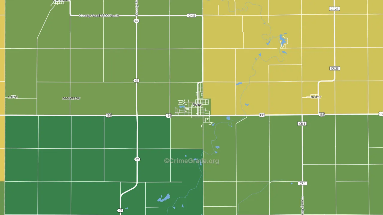 Fisher, IL Map of Burglary Rates