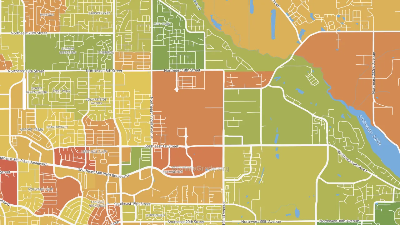 Fisher-Mill Plain-Fisher's Village, Vancouver, WA Map of Burglary Rates