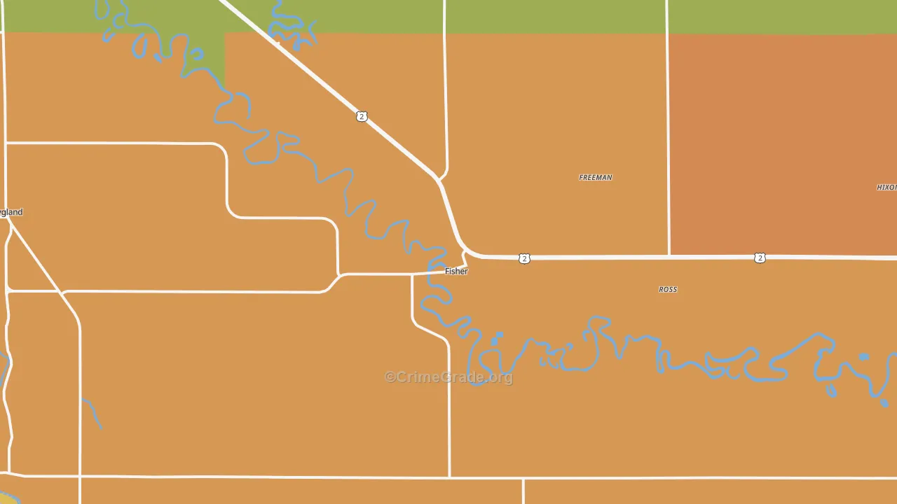 Fisher, MN Map of Burglary Rates