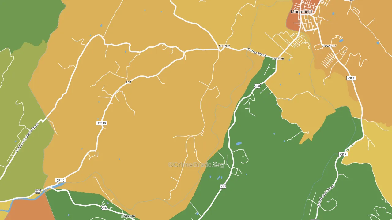 Fisher, WV Map of Burglary Rates