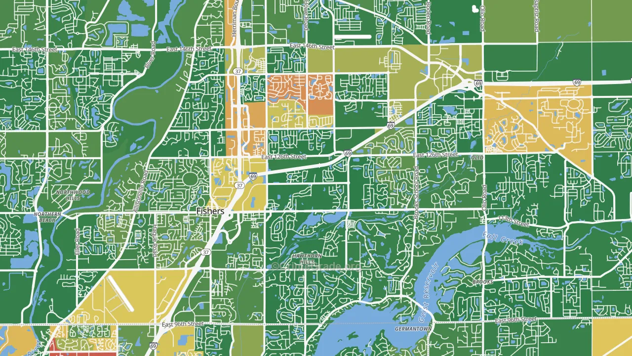 Fishers, IN Map of Burglary Rates