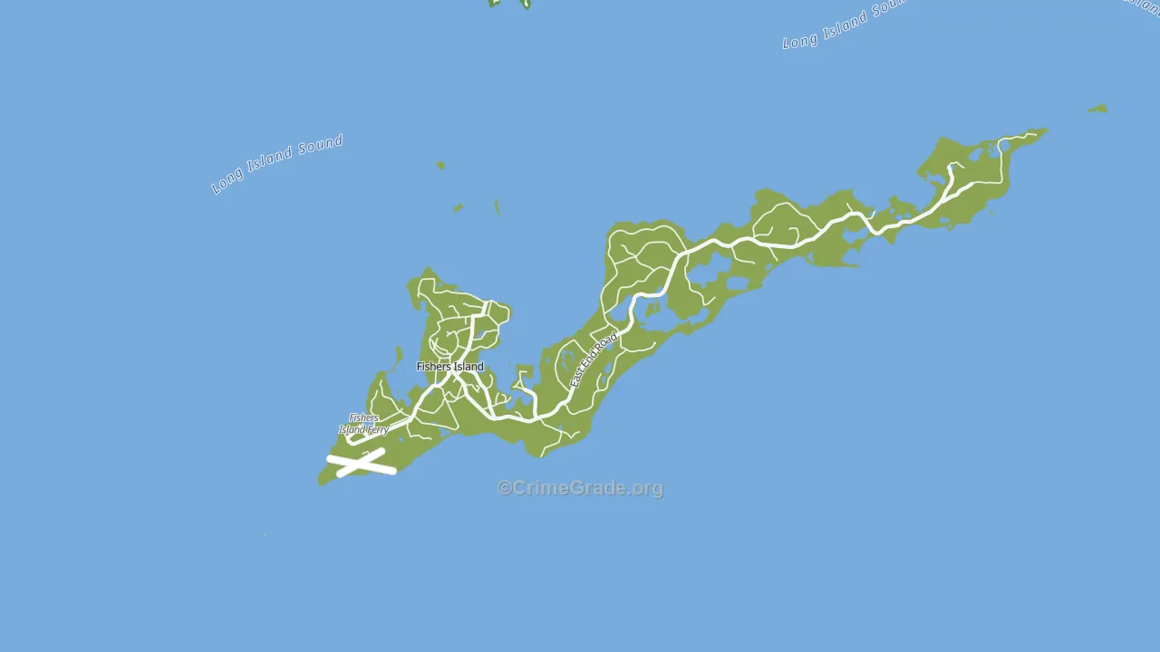 Fishers Island, NY Map of Burglary Rates