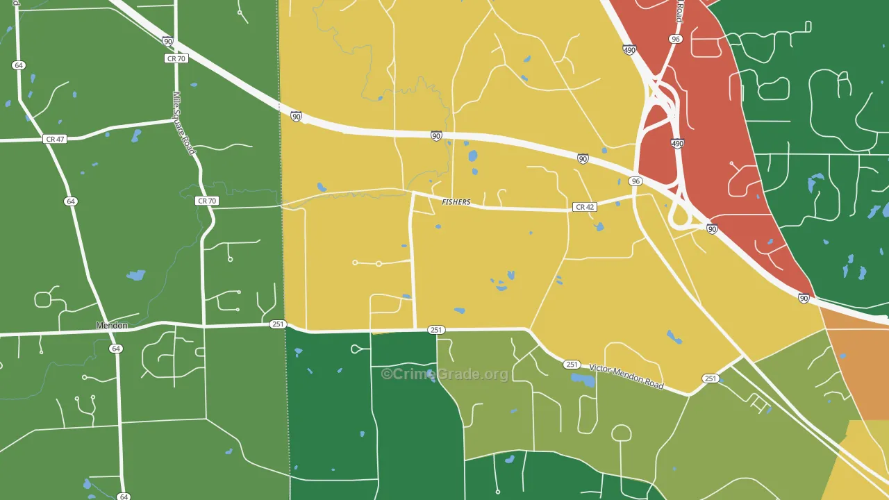 Fishers, NY Map of Burglary Rates