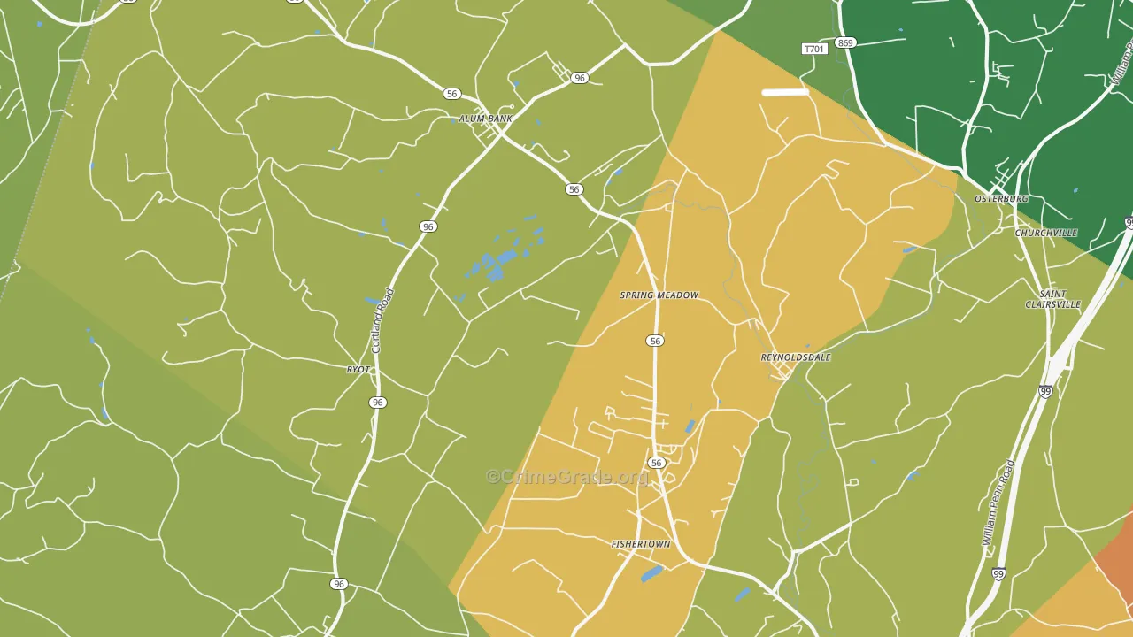 Fishertown, PA Map of Burglary Rates