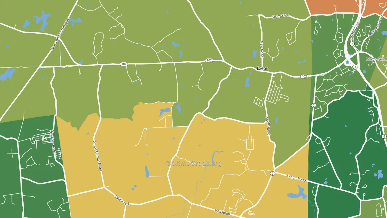 Fisherville, RI Map of Burglary Rates