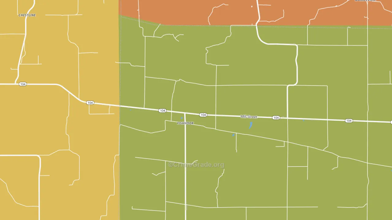 Fishhook, IL Map of Burglary Rates