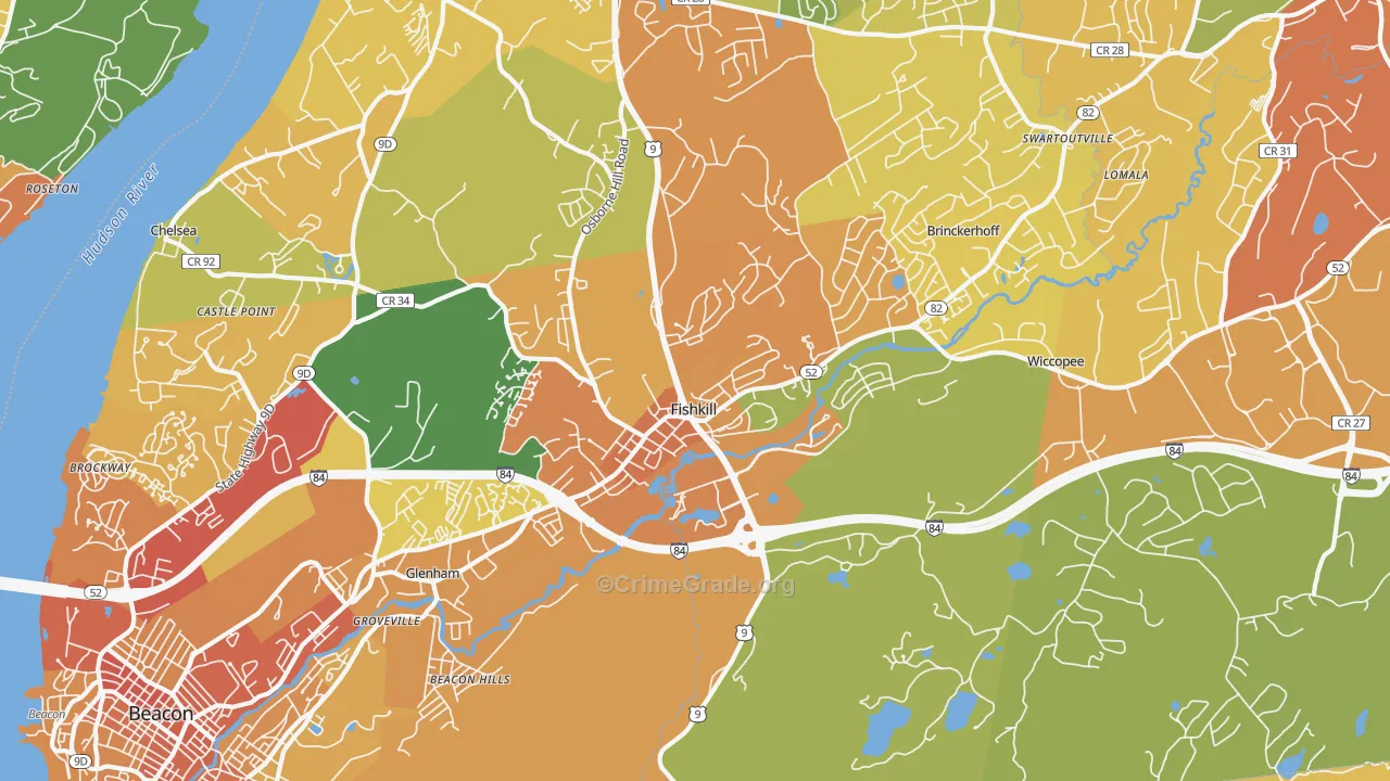 Fishkill, NY Map of Burglary Rates