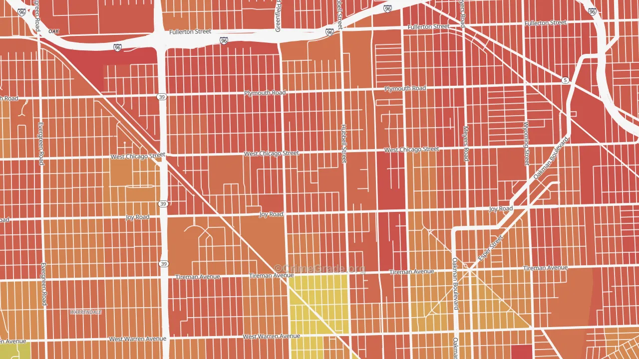Fishkorn, Detroit, MI Map of Burglary Rates