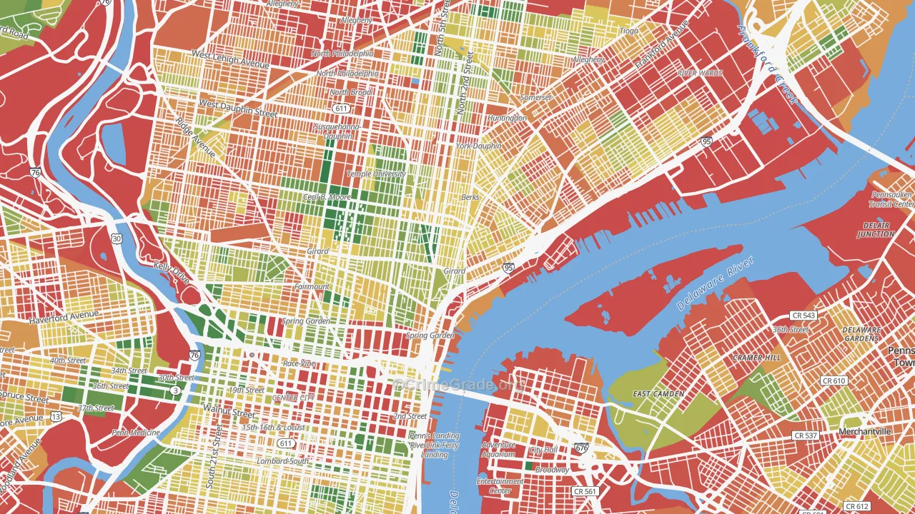 Fishtown, Philadelphia, PA Map of Burglary Rates