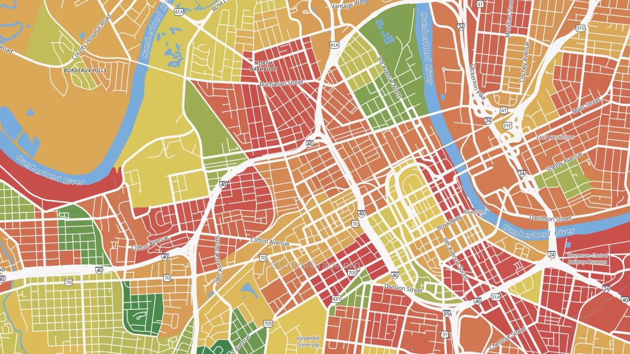 Fisk-Meharry, Nashville, TN Map of Burglary Rates