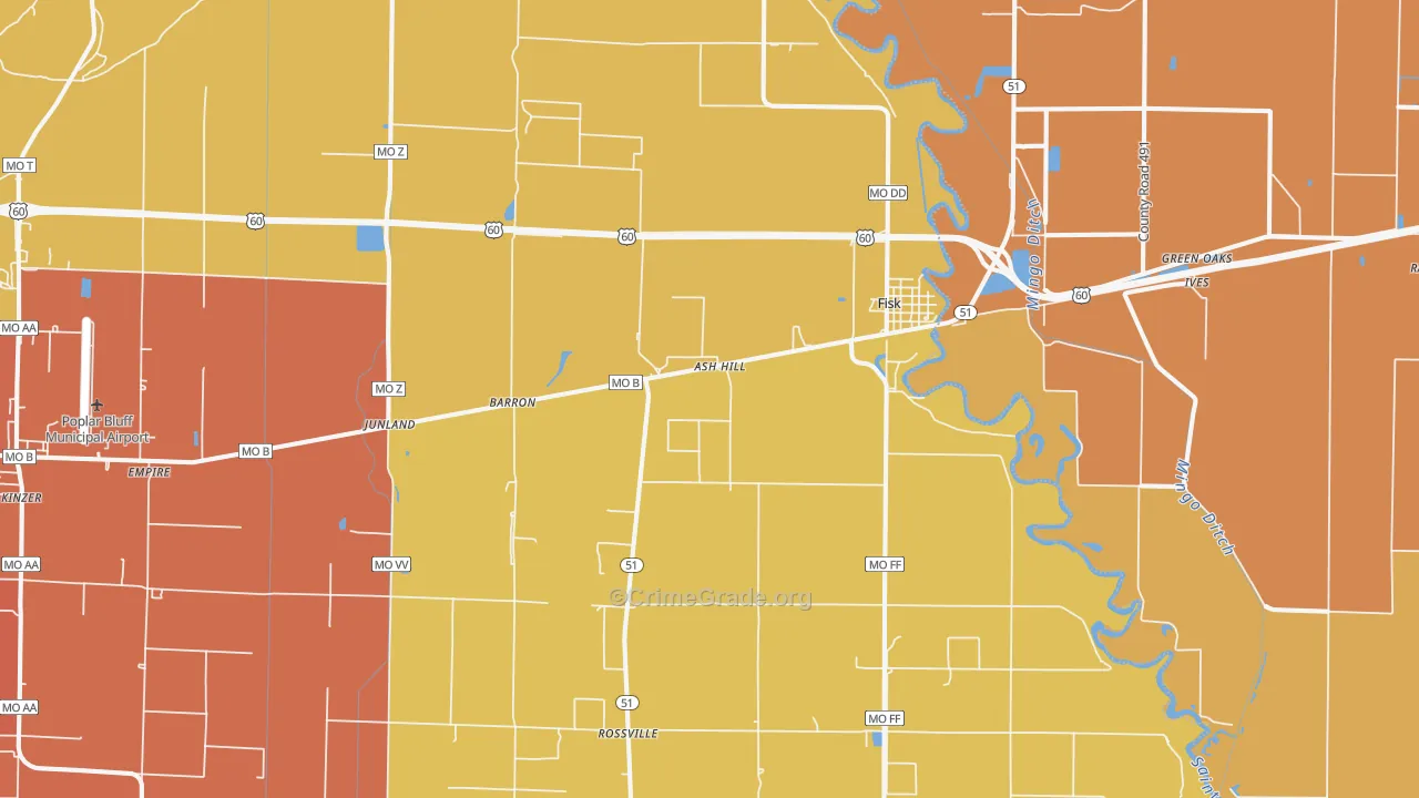 Fisk, MO Map of Burglary Rates