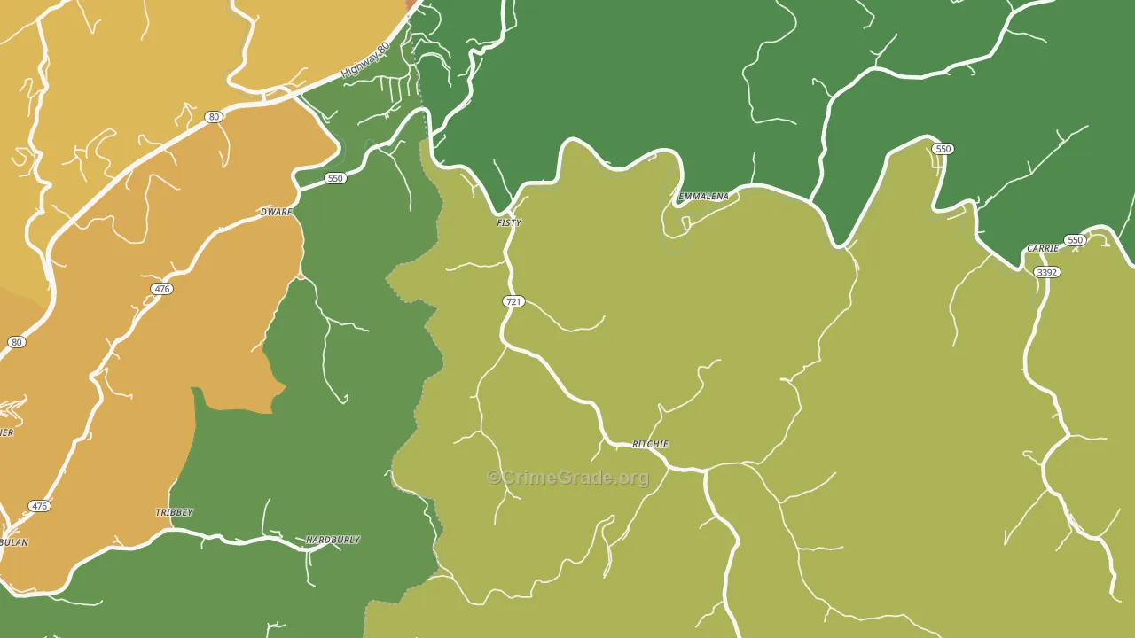 Fisty, KY Map of Burglary Rates