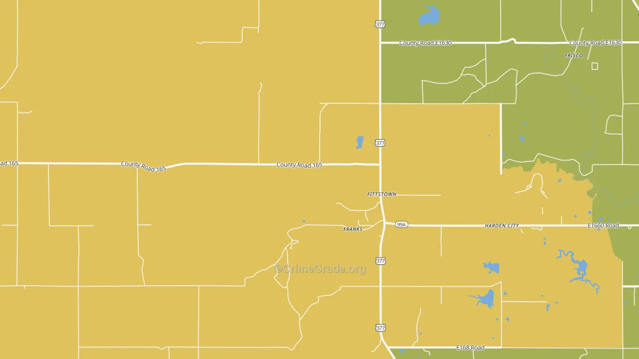 Fittstown, OK Map of Burglary Rates