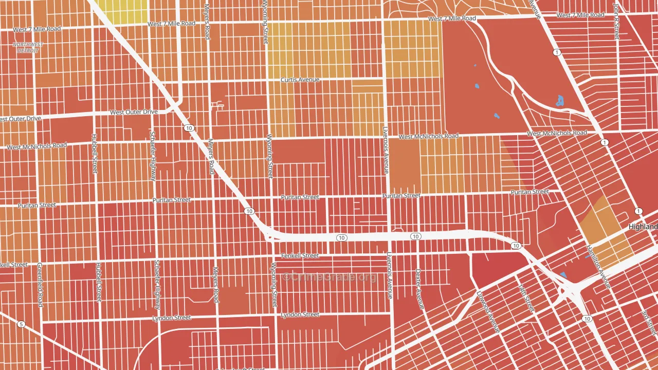Fitzgerald, Detroit, MI Map of Burglary Rates