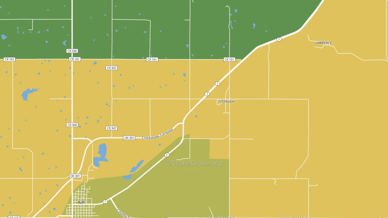 Fitzhugh, OK Map of Burglary Rates