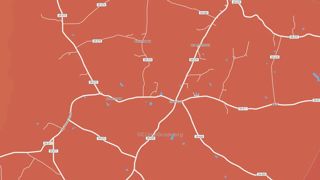Fitzhugh, VA Map of Burglary Rates