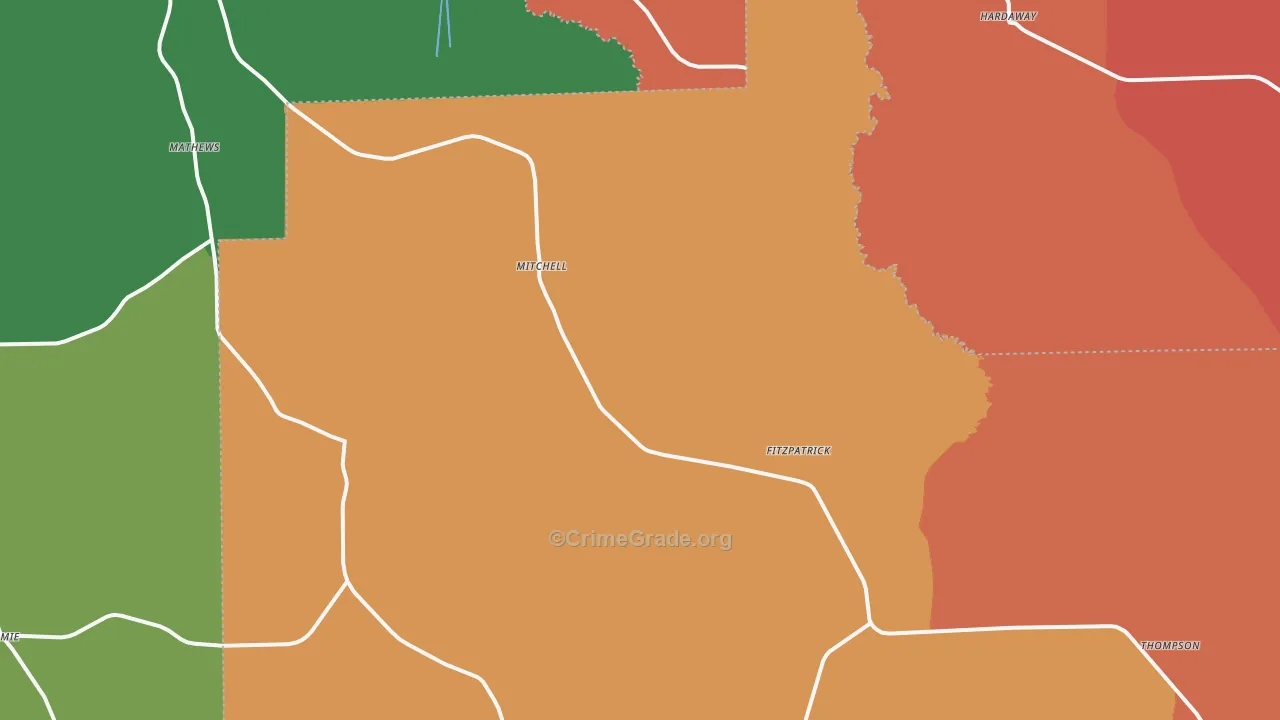 Fitzpatrick, AL Map of Burglary Rates