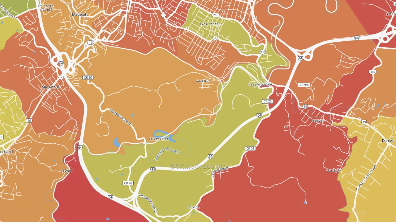 Fitzpatrick, WV Map of Burglary Rates