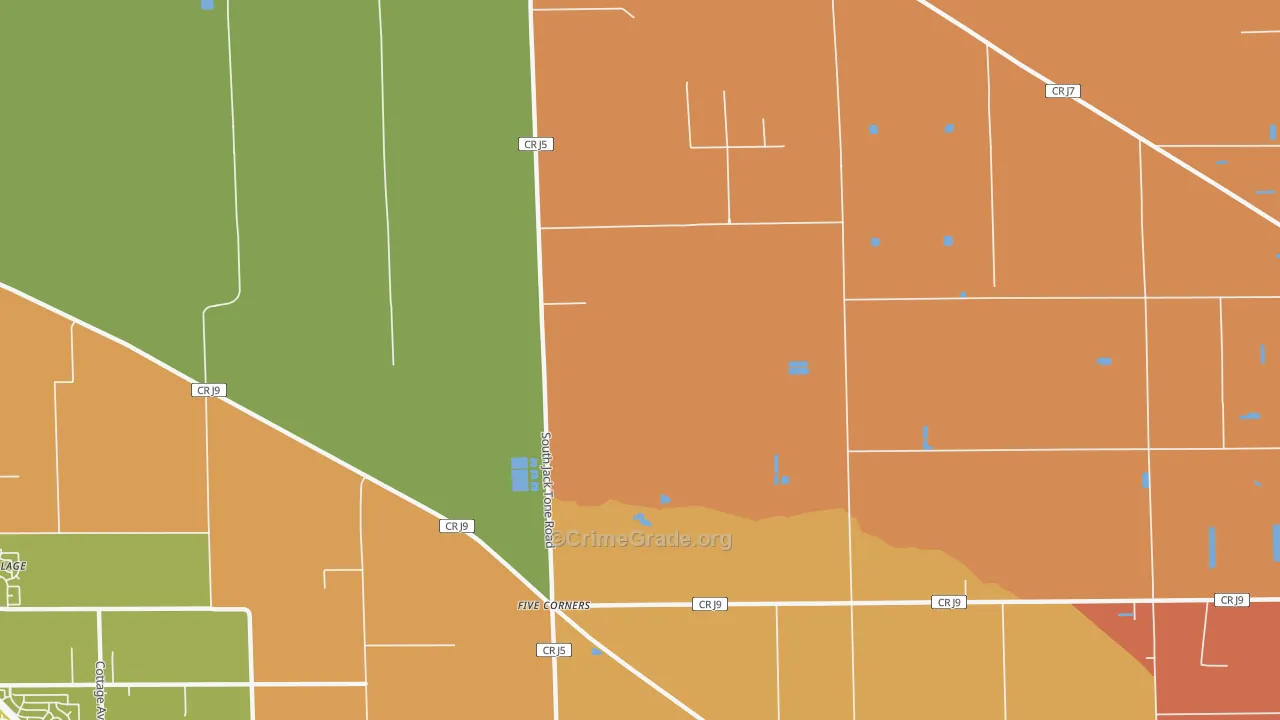 Five Corners, CA Map of Burglary Rates