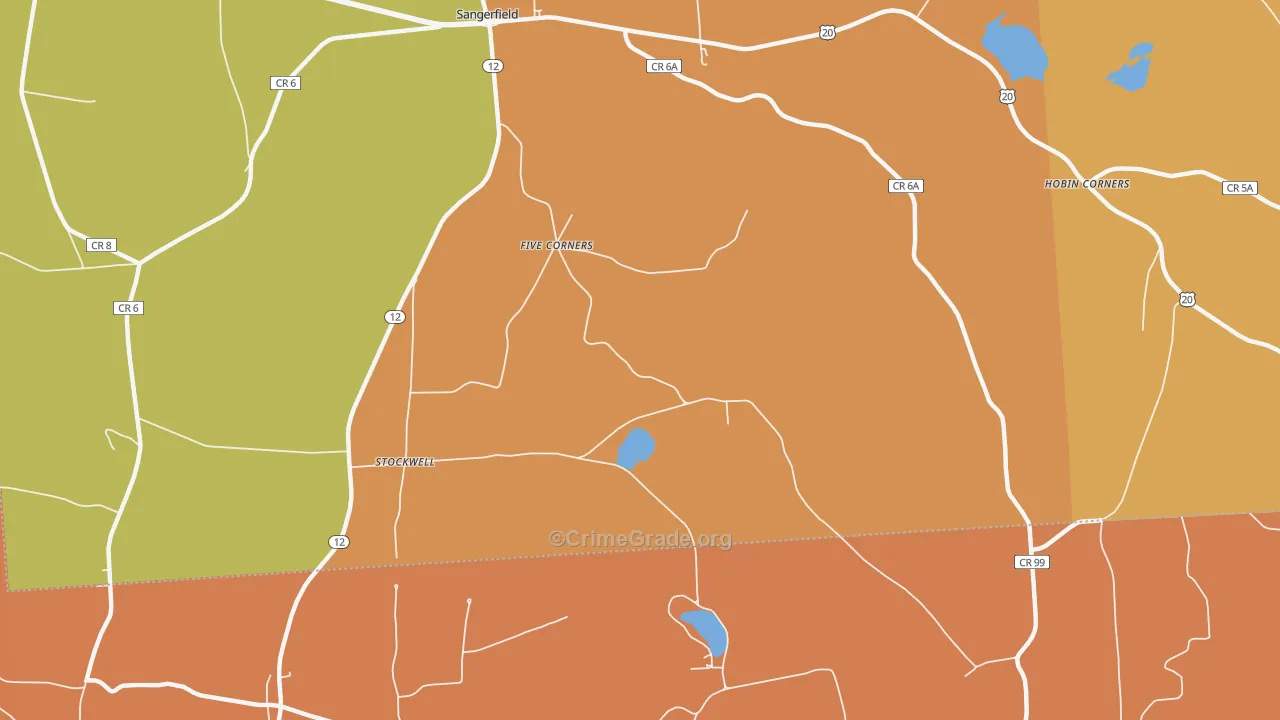 Five Corners, NY Map of Burglary Rates
