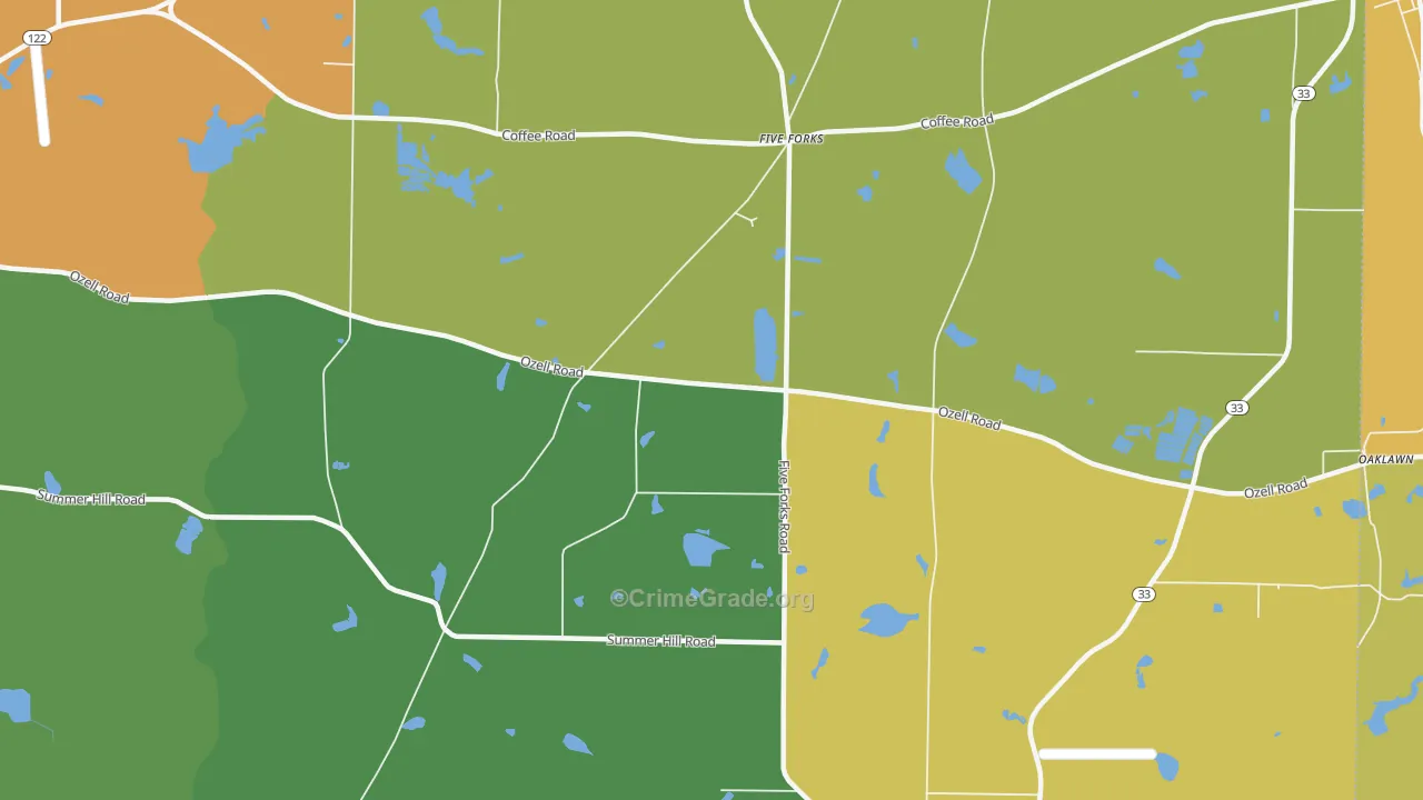 Five Forks, GA Map of Burglary Rates