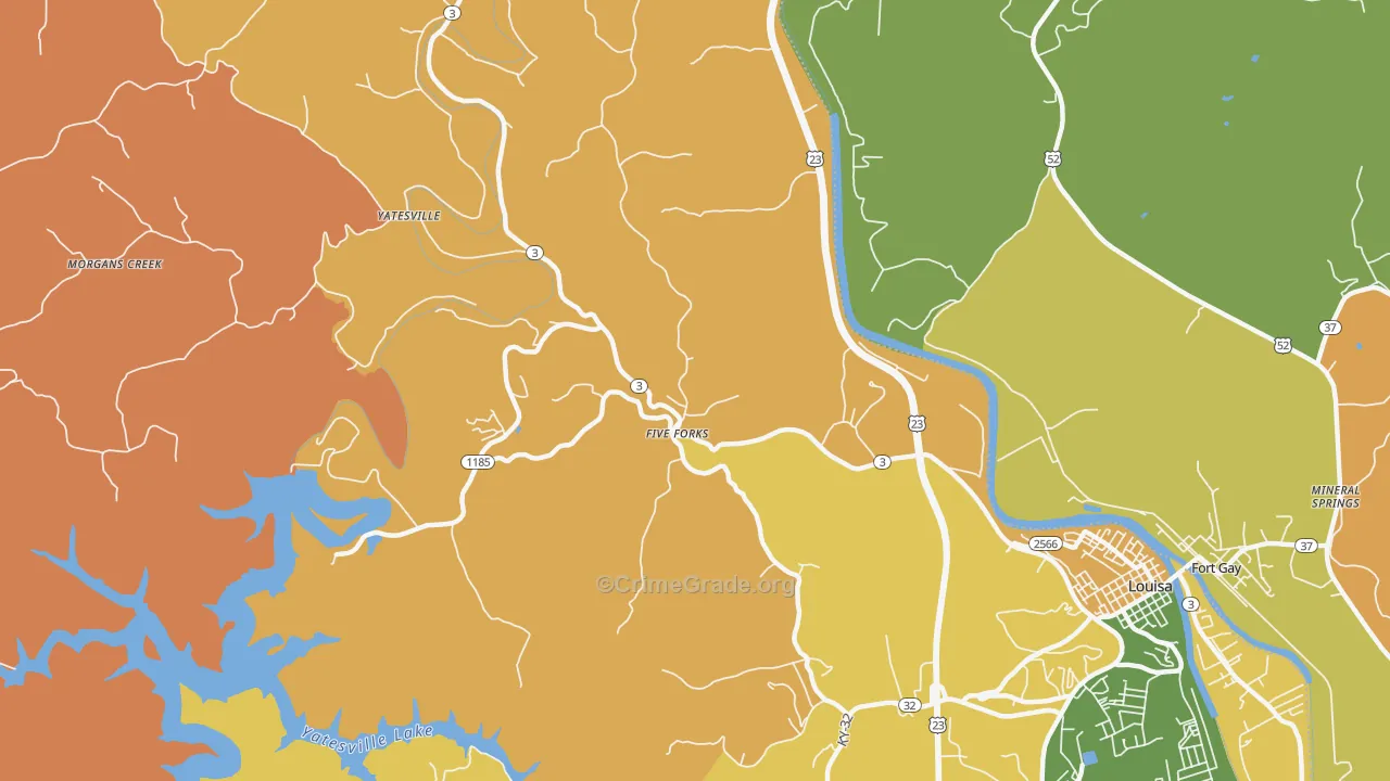 Five Forks, KY Map of Burglary Rates