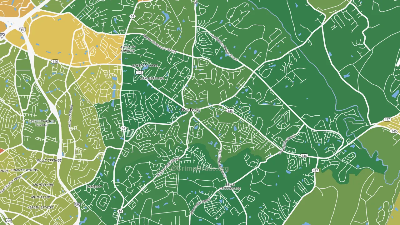 Five Forks, SC Map of Burglary Rates