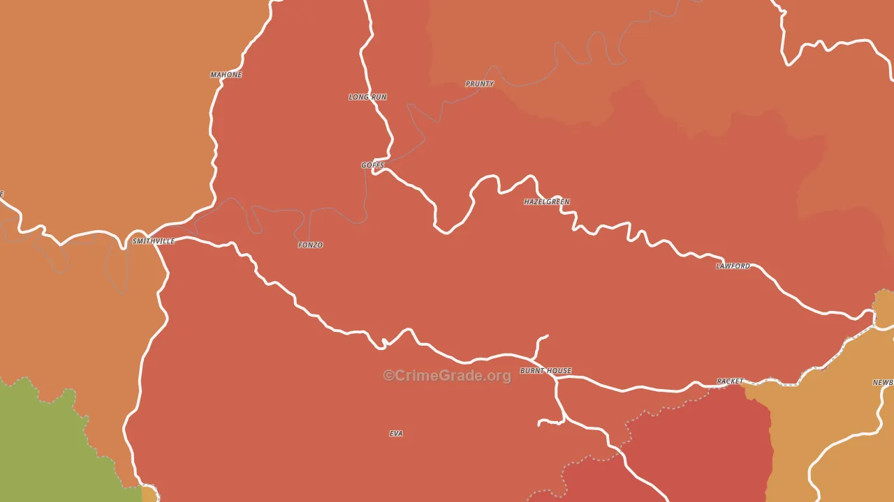 Five Forks, WV Map of Burglary Rates