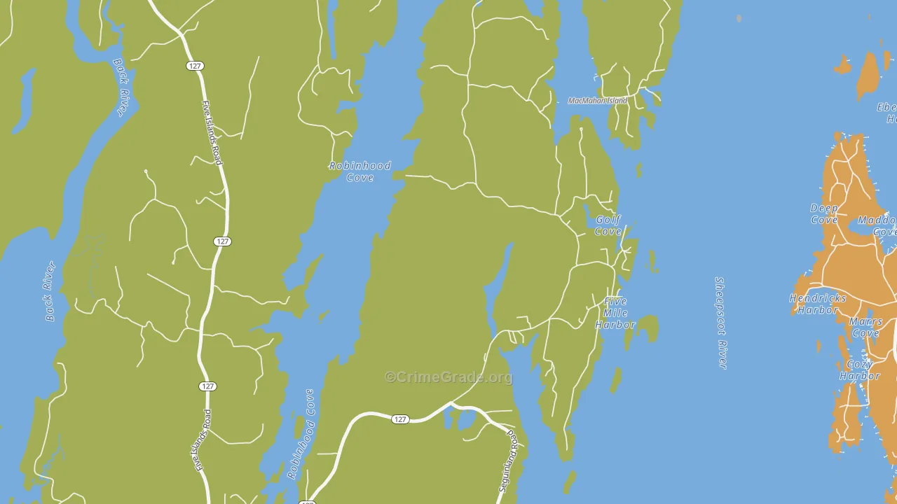 Five Islands, ME Map of Burglary Rates