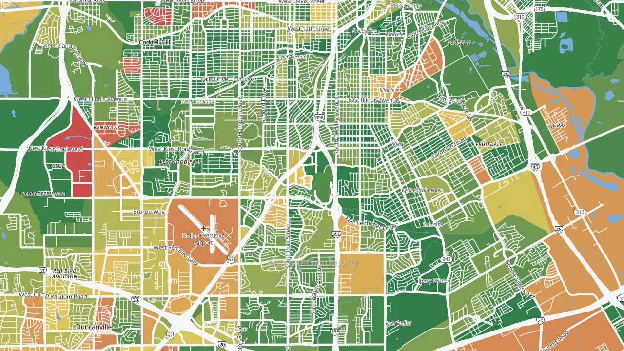 Five Mile Creek, Dallas, TX Map of Burglary Rates
