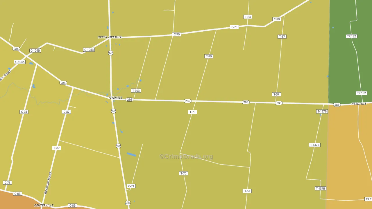 Five Mile, OH Map of Burglary Rates