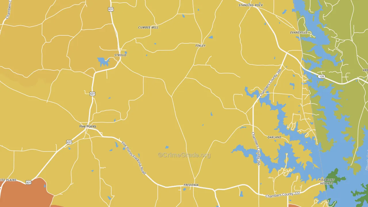 Five Points, AL Map of Burglary Rates