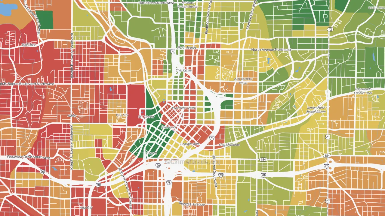 Five Points, Atlanta, GA Map of Burglary Rates
