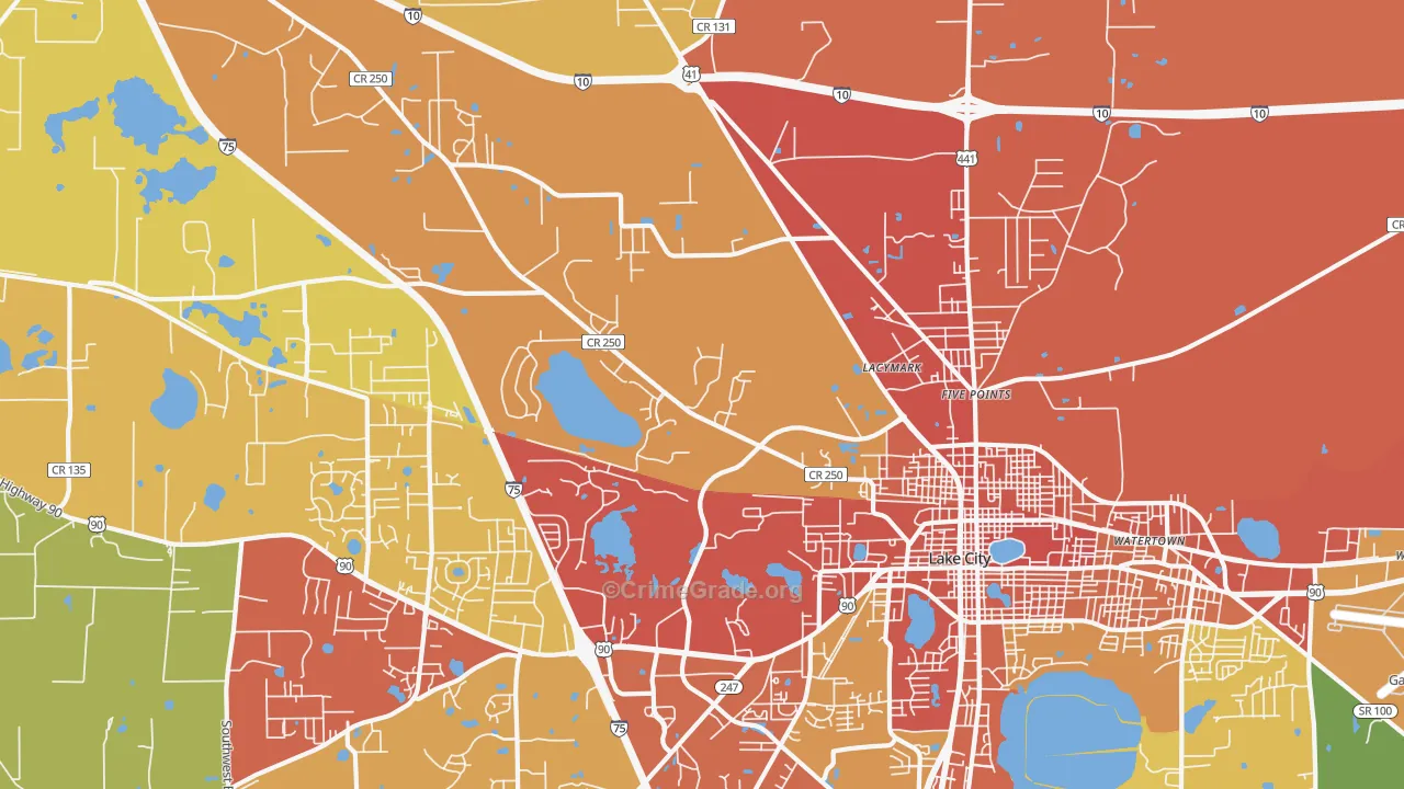 Five Points, FL Map of Burglary Rates