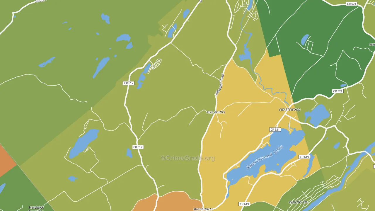 Five Points, NJ Map of Burglary Rates