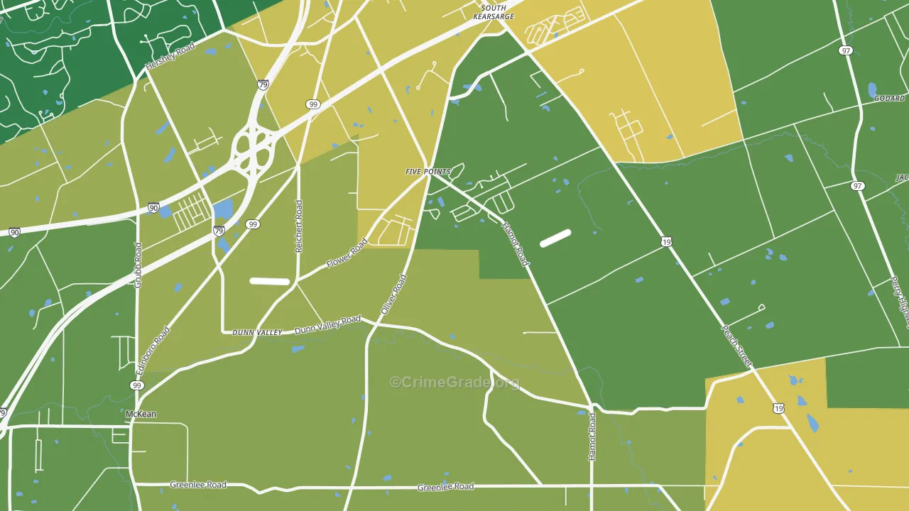 Five Points, PA Map of Burglary Rates