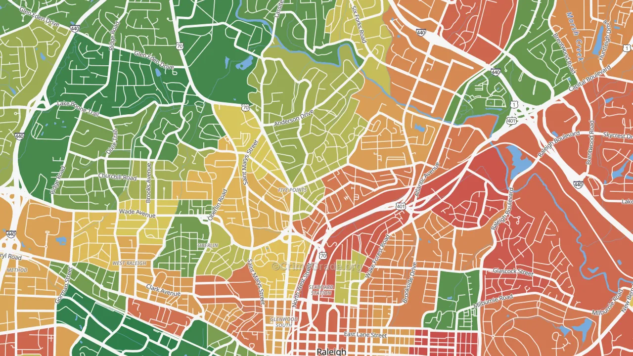 Five Points, Raleigh, NC Map of Burglary Rates